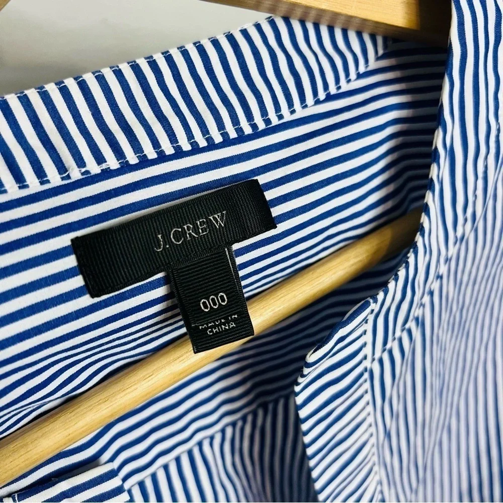 J. Crew Navy Deep V-Neck Bell Sleeve Striped Blouse 000